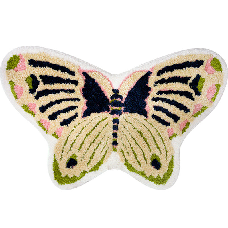 Yellow Nordic Rug Polyster Butterfly Printed Indoor Rug Anti-Slip Backing Pet Friendly Easy Care Area Carpet for Decoration Clearhalo 'Area Rug' 'Rug' 2435011