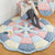 Nordic Geometric Printed Rug Multicolored Cotton Indoor Rug Anti-Slip Backing Pet Friendly Area Carpet for Decoration Pink-Blue 4'9" x 4'9" Clearhalo 'Area Rug' 'Modern' 'Rugs' Rug' 2435136