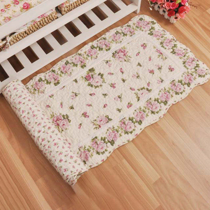 Multi Colored Casual Rug Cotton Flower Printed Indoor Rug Anti-Slip Backing Easy Care Area Carpet for Home Decor Clearhalo 'Area Rug' 'Modern' 'Rugs' Rug' 2435179