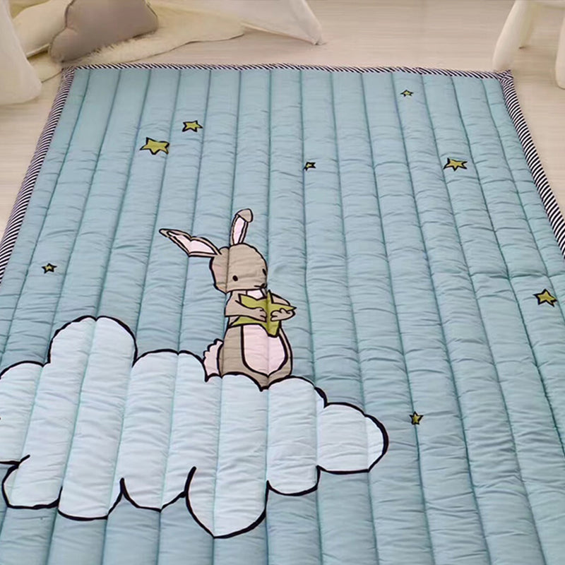Casual Cartoon Printed Rug Multicolored Cotton Indoor Rug Pet Friendly Stain-Resistant Easy Care Area Carpet for Kids Room Blue 4'9" x 6'5" Clearhalo 'Area Rug' 'Rug' 2435189