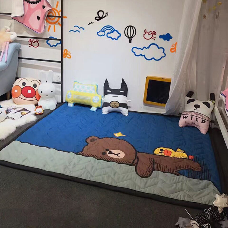 Casual Cartoon Printed Rug Multicolored Cotton Indoor Rug Pet Friendly Stain-Resistant Easy Care Area Carpet for Kids Room Sky Blue 4'9" x 6'5" Clearhalo 'Area Rug' 'Rug' 2435193