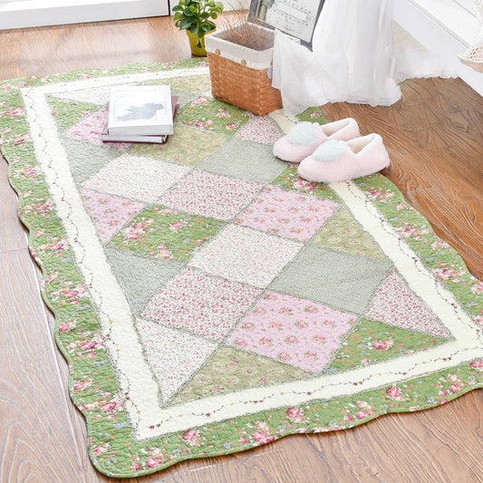Modern Geometric Printed Rug Multicolored Cotton Indoor Rug Anti-Slip Backing Stain-Resistant Area Carpet for Room Green-Pink Clearhalo 'Area Rug' 'Modern' 'Rugs' Rug' 2435206