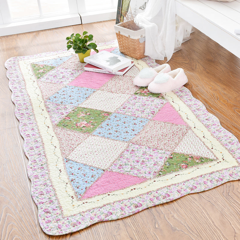 Modern Geometric Printed Rug Multicolored Cotton Indoor Rug Anti-Slip Backing Stain-Resistant Area Carpet for Room Pink Clearhalo 'Area Rug' 'Modern' 'Rugs' Rug' 2435213