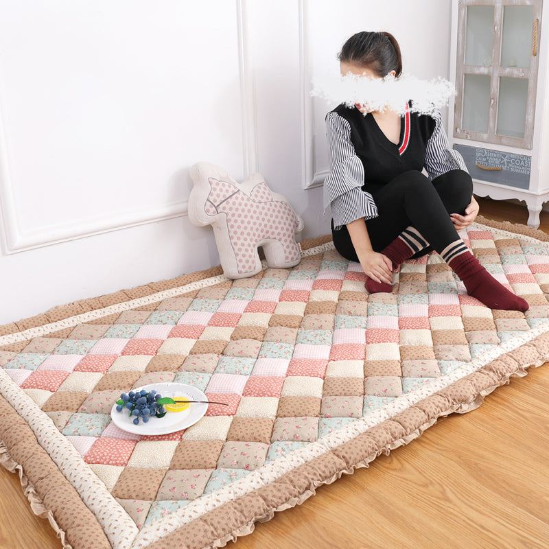 Nordic Plaid Printed Rug Multicolored Cotton Indoor Rug Anti-Slip Pet Friendly Easy Care Area Carpet for Room Light Coffee Clearhalo 'Area Rug' 'Modern' 'Rugs' Rug' 2435218