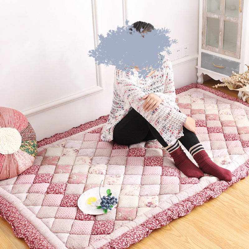 Nordic Plaid Printed Rug Multicolored Cotton Indoor Rug Anti-Slip Pet Friendly Easy Care Area Carpet for Room Dark Pink Clearhalo 'Area Rug' 'Modern' 'Rugs' Rug' 2435220