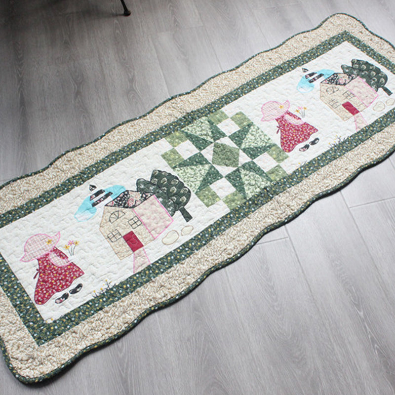 Modern Cartoon Printed Rug Multicolored Cotton Area Carpet Non-Slip Pet Friendly Washable Indoor Rug for Room Green 1'8" x 4'5" Clearhalo 'Area Rug' 'Modern' 'Rugs' Rug' 2435237