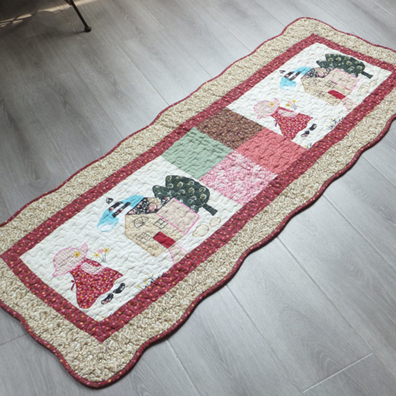 Modern Cartoon Printed Rug Multicolored Cotton Area Carpet Non-Slip Pet Friendly Washable Indoor Rug for Room Dark Red 1'8" x 4'5" Clearhalo 'Area Rug' 'Modern' 'Rugs' Rug' 2435259