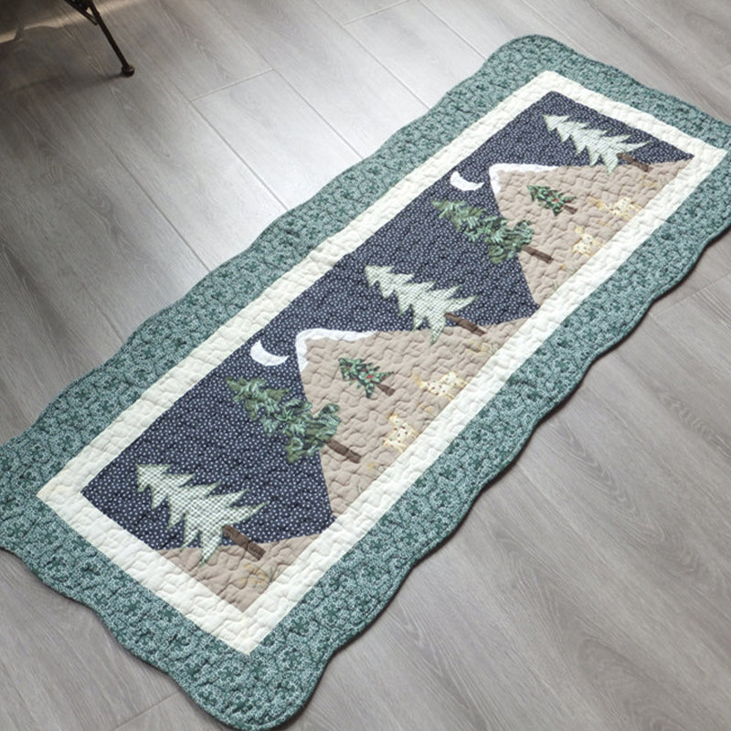 Modern Cartoon Printed Rug Multicolored Cotton Area Carpet Non-Slip Pet Friendly Washable Indoor Rug for Room Lake Green 1'8" x 4'5" Clearhalo 'Area Rug' 'Modern' 'Rugs' Rug' 2435260