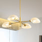 1/2 Tiers Chandelier Lamp Spoon Shade Nordic Simple Style Metal 4/6/8 Lights Hanging Ceiling Light with Black/Gold Rod 4 Gold Clearhalo 'Ceiling Lights' 'Chandeliers' 'Modern Chandeliers' 'Modern' Lighting' 243598