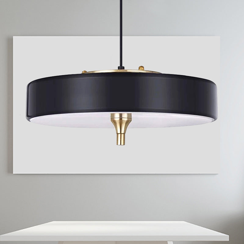 Modernist Style LED Hanging Lamp with Metallic Shade Black/White Round Pendant Lighting for Dining Room Clearhalo 'Ceiling Lights' 'Modern Pendants' 'Modern' 'Pendant Lights' 'Pendants' Lighting' 243630