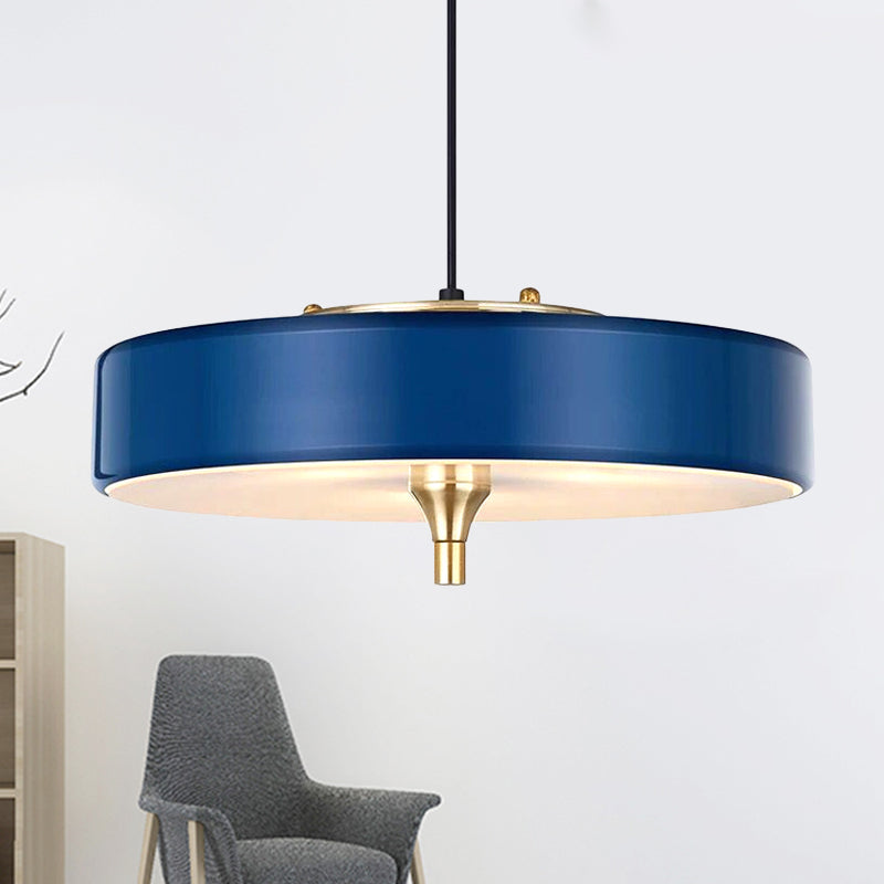 Modernist Style LED Hanging Lamp with Metallic Shade Black/White Round Pendant Lighting for Dining Room Clearhalo 'Ceiling Lights' 'Modern Pendants' 'Modern' 'Pendant Lights' 'Pendants' Lighting' 243632