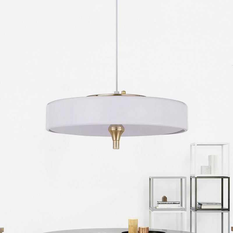 Modernist Style LED Hanging Lamp with Metallic Shade Black/White Round Pendant Lighting for Dining Room White Clearhalo 'Ceiling Lights' 'Modern Pendants' 'Modern' 'Pendant Lights' 'Pendants' Lighting' 243633