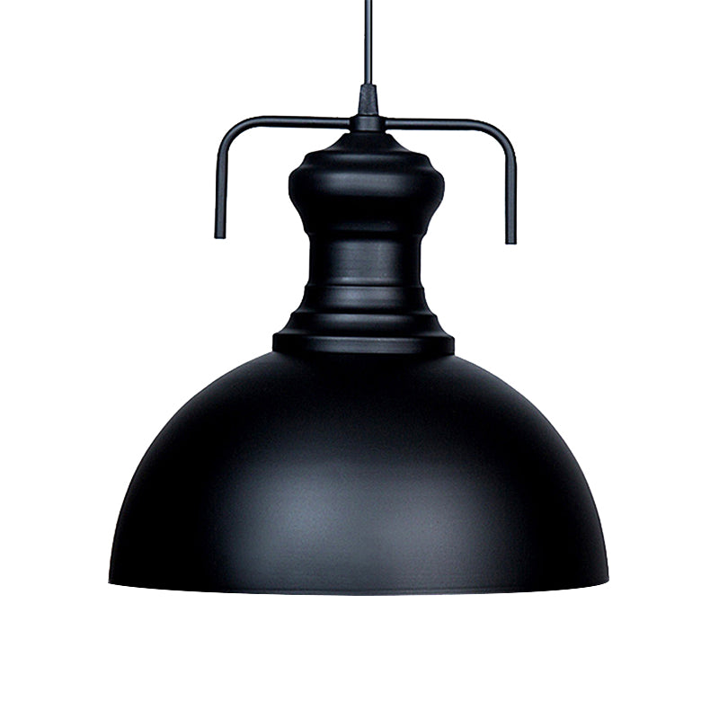 13"/16" W Warehouse Dome Hanging Ceiling Light 1 Light Metal Pendant Ceiling Light in Black for Dining Room Clearhalo 'Art Deco Pendants' 'Black' 'Cast Iron' 'Ceiling Lights' 'Ceramic' 'Crystal' 'Industrial Pendants' 'Industrial' 'Metal' 'Middle Century Pendants' 'Pendant Lights' 'Pendants' 'Rustic Pendants' 'Tiffany' Lighting' 2436367