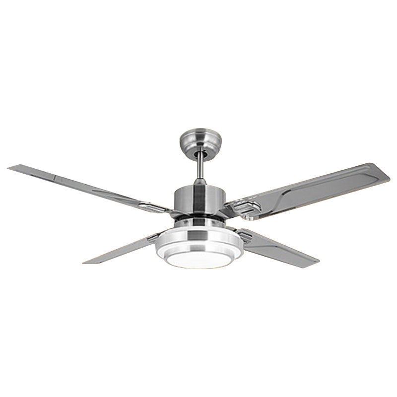 LED Gourd Semi Flush Lighting Modernist Silver Finish Metal 4 Blades Ceiling Fan Lamp Fixture, 42" W Clearhalo 'Ceiling Fans with Lights' 'Ceiling Fans' 'Modern Ceiling Fans' 'Modern' Lighting' 2436406