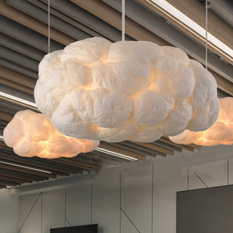 Contemporary Style Cloud Pendant Light Fixture Cotton 1/2/4-Light Dining Room Ceiling Fixture in White, 14"/16" W Clearhalo 'Ceiling Lights' 'Pendant Lights' 'Pendants' Lighting' 243658