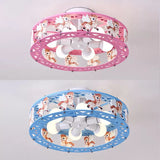 Metal Round Ceiling Mount Light with Carousel Kids Bedroom 6 Lights Cartoon Ceiling Lamp Clearhalo 'Ceiling Lights' 'Close To Ceiling Lights' 'Close to ceiling' 'Flush mount' Lighting' 24366