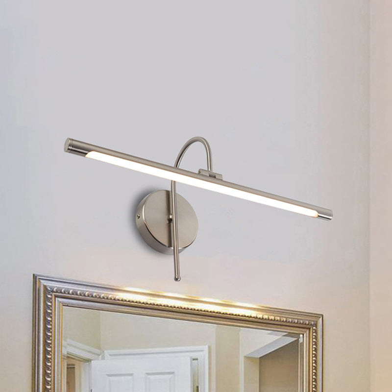 Contemporary LED Wall Lamp with Metal Shade Black/Nickel Tubular Shaped Vanity Lamp over Mirror, 16"/20" Diameter Clearhalo 'Cast Iron' 'Glass' 'Industrial' 'Modern wall lights' 'Modern' 'Tiffany' 'Traditional wall lights' 'Vanity Lights' 'Wall Lights' Lighting' 243736