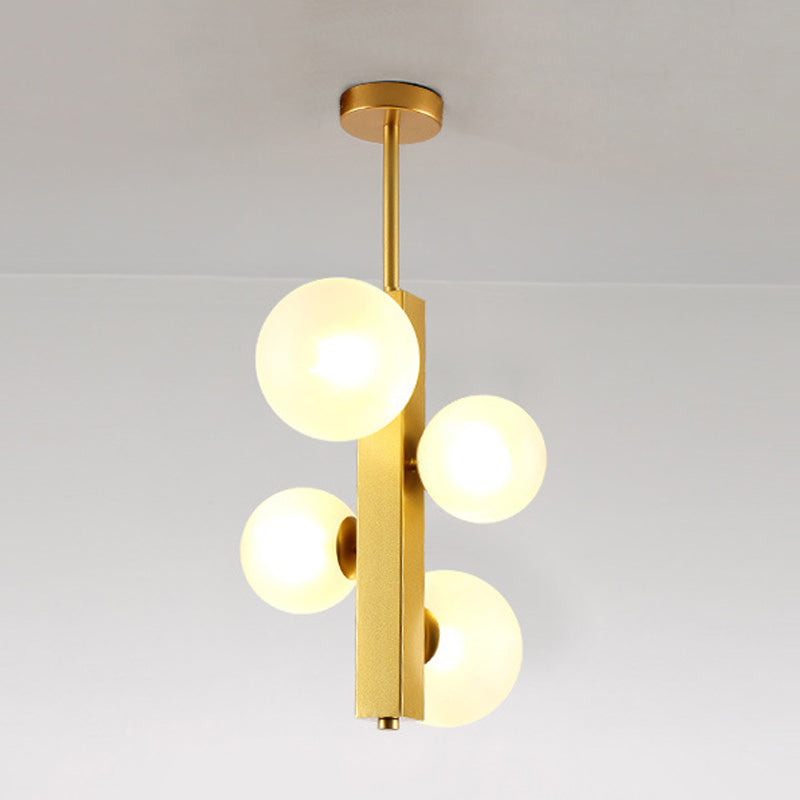 4/8 Lights Gold Linear Suspension Light Simple Modern Metallic Chandelier with Modo Clear/White Glass Shade for Dining Room Clearhalo 'Ceiling Lights' 'Chandeliers' 'Clear' 'Industrial' 'Modern Chandeliers' 'Modern' 'Tiffany' 'Traditional Chandeliers' Lighting' 243778