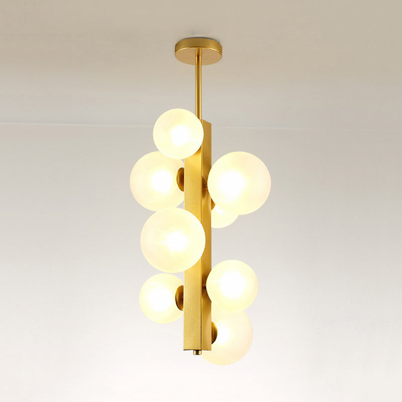 4/8 Lights Gold Linear Suspension Light Simple Modern Metallic Chandelier with Modo Clear/White Glass Shade for Dining Room Clearhalo 'Ceiling Lights' 'Chandeliers' 'Clear' 'Industrial' 'Modern Chandeliers' 'Modern' 'Tiffany' 'Traditional Chandeliers' Lighting' 243782