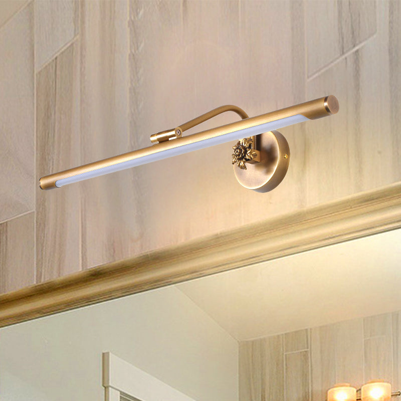 LED Bedroom Vanity Wall Sconce with Linear Metal Shade Black/Brass Finish Wall Light Fixture, 14"/18" Diameter Brass Clearhalo 'Cast Iron' 'Glass' 'Industrial' 'Modern wall lights' 'Modern' 'Tiffany' 'Traditional wall lights' 'Vanity Lights' 'Wall Lights' Lighting' 243832