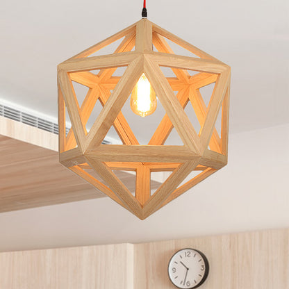15"/19" Wide Cage Wood Drop Pendant Light 1-Head Ceiling Light Fixture for Dining Room Wood 15" Clearhalo 'Ceiling Lights' 'Pendant Lights' 'Pendants' Lighting' 243928_3638e469-dbf4-46cd-9aa0-23595320af22