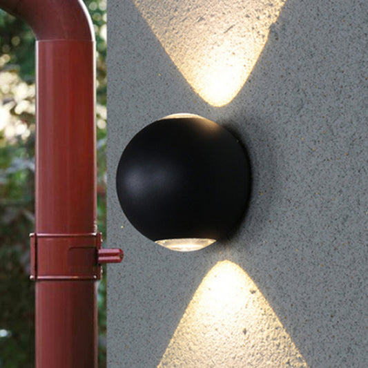 Rounded Shade Porch Wall Lamp Aluminum Warm/White Lighting LED Modern Stylish Sconce Lighting Fixture in Black Black Clearhalo 'Cast Iron' 'Glass' 'Industrial' 'Modern wall lights' 'Modern' 'Tiffany' 'Traditional wall lights' 'Wall Lamps & Sconces' 'Wall Lights' Lighting' 243972
