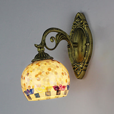 1 Light White-Gray/Beige/Yellow-Blue Glass Wall Lighting with Shade Tiffany Loft Shell Sconce Lamp for Bedroom White-Gray Clearhalo 'Industrial' 'Middle century wall lights' 'Tiffany wall lights' 'Tiffany' 'Wall Lamps & Sconces' 'Wall Lights' Lighting' 24401