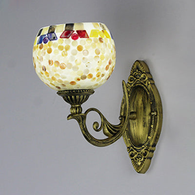 1 Light White-Gray/Beige/Yellow-Blue Glass Wall Lighting with Shade Tiffany Loft Shell Sconce Lamp for Bedroom Clearhalo 'Industrial' 'Middle century wall lights' 'Tiffany wall lights' 'Tiffany' 'Wall Lamps & Sconces' 'Wall Lights' Lighting' 24402