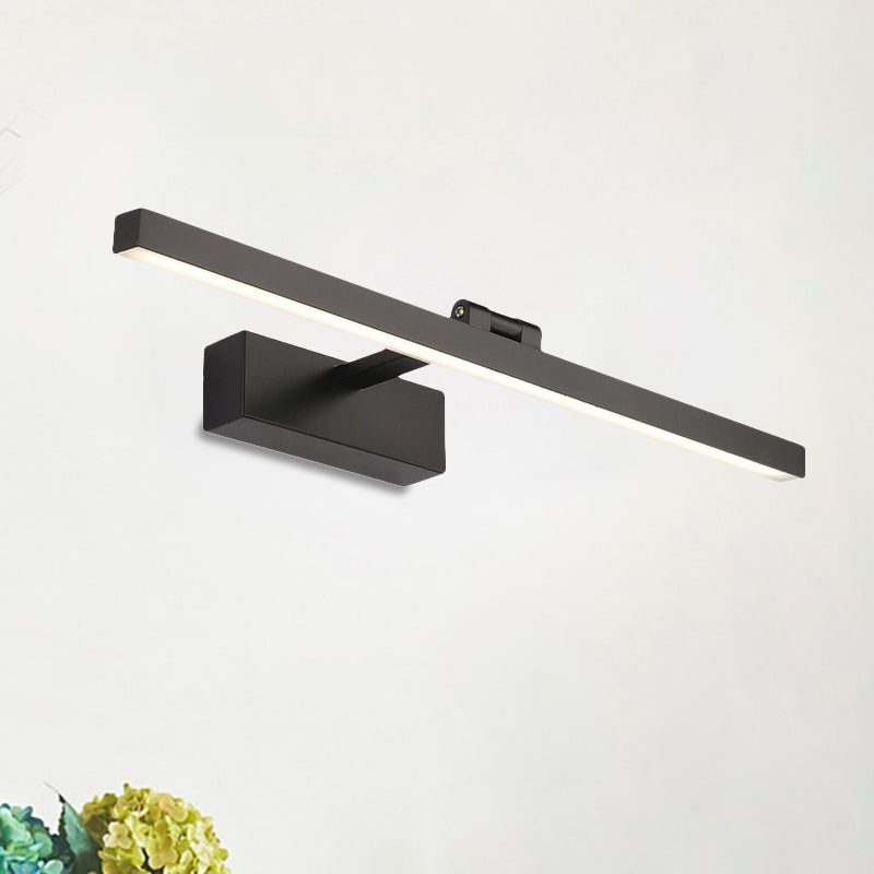 Simplistic Style Rectangle Aluminum Wall Lamp 16"/19.5" W LED Vanity Mirror Light in Black/White for Bathroom Black Clearhalo 'Cast Iron' 'Glass' 'Industrial' 'Modern wall lights' 'Modern' 'Tiffany' 'Traditional wall lights' 'Vanity Lights' 'Wall Lights' Lighting' 244060