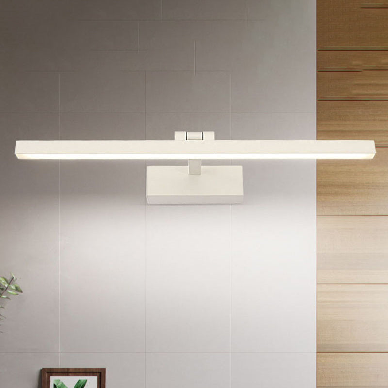 Simplistic Style Rectangle Aluminum Wall Lamp 16"/19.5" W LED Vanity Mirror Light in Black/White for Bathroom White Clearhalo 'Cast Iron' 'Glass' 'Industrial' 'Modern wall lights' 'Modern' 'Tiffany' 'Traditional wall lights' 'Vanity Lights' 'Wall Lights' Lighting' 244062