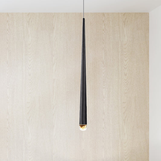 Tapered Ceiling Light Metal Minimalist LED Black/Brass Living Room Pendant Light Fixture with Adjustable Cord Black Clearhalo 'Ceiling Lights' 'Modern Pendants' 'Modern' 'Pendant Lights' 'Pendants' Lighting' 244106
