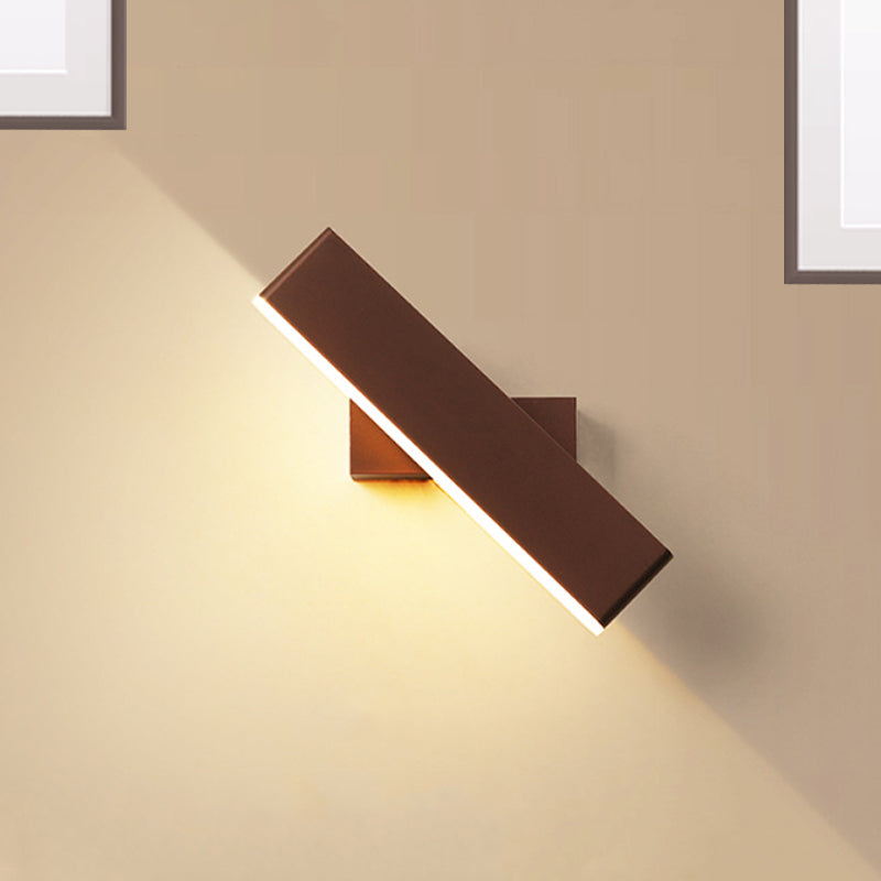 Metal Rotatable Rectangular Sconce Lighting Contemporary LED Coffee/White Wall Lamp for Bedside, Warm/White Light Clearhalo 'Cast Iron' 'Glass' 'Industrial' 'Modern wall lights' 'Modern' 'Tiffany' 'Traditional wall lights' 'Wall Lamps & Sconces' 'Wall Lights' Lighting' 244117