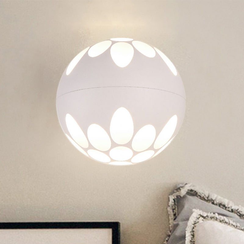 Black/White Global Shade Wall Light Sconce Contemporary LED Metallic Wall Lamp for Bedside White Clearhalo 'Cast Iron' 'Glass' 'Industrial' 'Modern wall lights' 'Modern' 'Tiffany' 'Traditional wall lights' 'Wall Lamps & Sconces' 'Wall Lights' Lighting' 244126