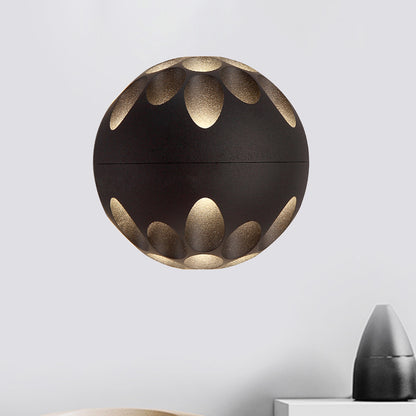 Black/White Global Shade Wall Light Sconce Contemporary LED Metallic Wall Lamp for Bedside Black Clearhalo 'Cast Iron' 'Glass' 'Industrial' 'Modern wall lights' 'Modern' 'Tiffany' 'Traditional wall lights' 'Wall Lamps & Sconces' 'Wall Lights' Lighting' 244128