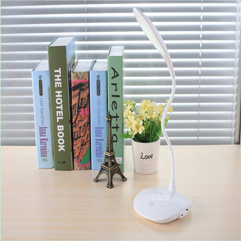 Silicone Hose Touch-Sensitive Desk Lamp Simple Style LED Third Gear Table Lamp for Study Reading White Clearhalo 'Desk Lamps' 'Lamps' Lighting' 244141