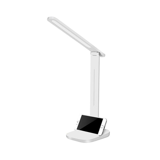 White Oblong Shade Adjustable Desk Lamp Modern Style Plastic Desk Light with Phone Holder Clearhalo 'Desk Lamps' 'Lamps' Lighting' 244147