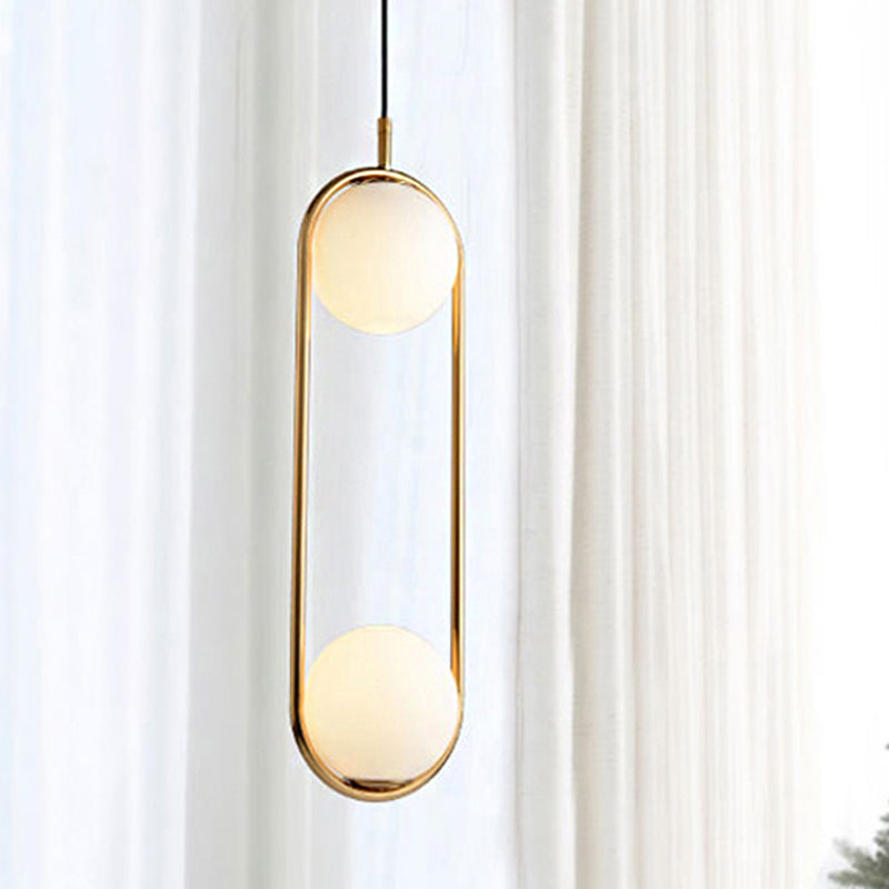 Globe Pendant Lighting Modern White Glass 1/2 Lights Black/Gold Hanging Ceiling Lamp for Bedroom Clearhalo 'Ceiling Lights' 'Glass shade' 'Glass' 'Iluminaci��n' 'L��mparas Colgantes' 'L��mparas de Techo' 'Modern Pendants' 'Modern' 'Pendant Lights' 'Pendants' Hogar' Lighting' 244207
