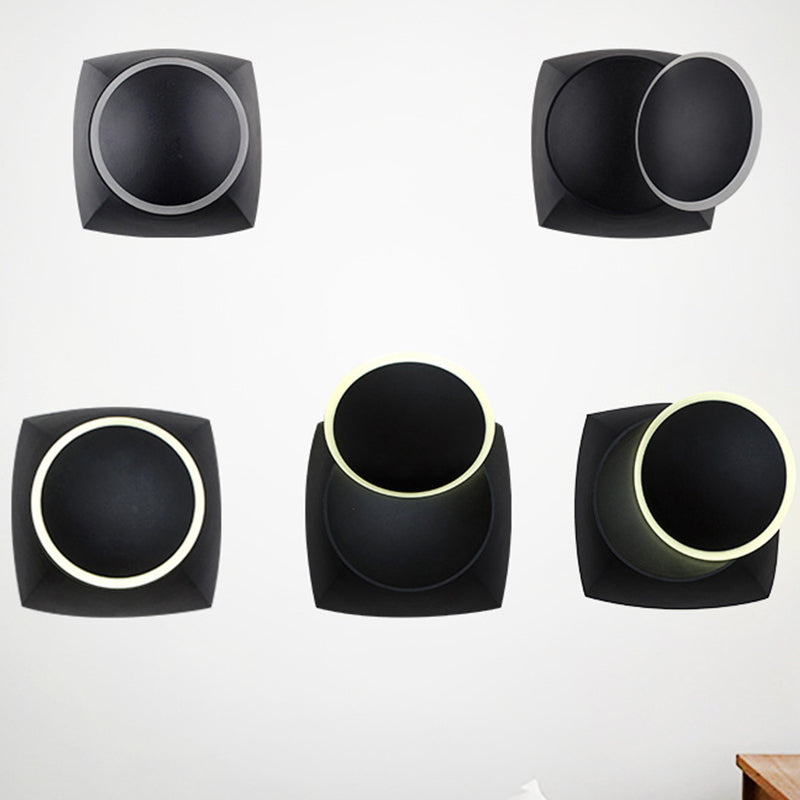 Rotatable Squared Metallic Wall Sconce Minimalism LED White Wall Mounted Lamp in Warm/White Lighting Clearhalo 'Cast Iron' 'Glass' 'Industrial' 'Modern wall lights' 'Modern' 'Tiffany' 'Traditional wall lights' 'Wall Lamps & Sconces' 'Wall Lights' Lighting' 244255