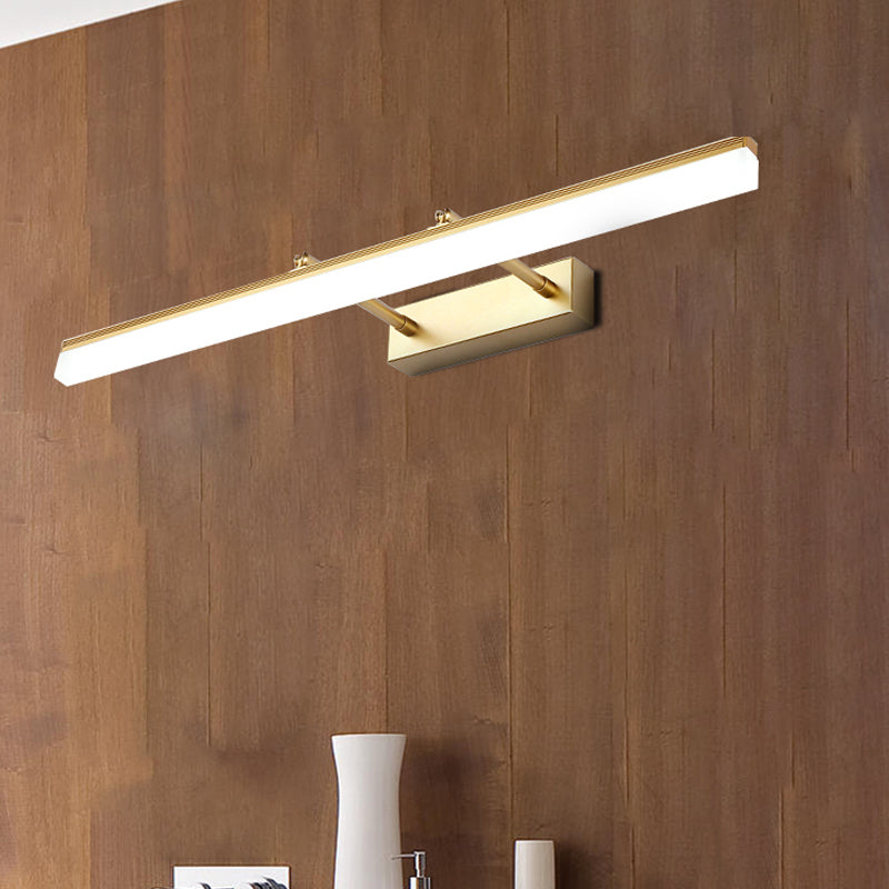 16"/19.5" W Rectangular Wall Sconce Lighting Modernist Style Acrylic LED Bathroom Vanity Light in Gold, Warm/White Light Gold White Clearhalo 'Cast Iron' 'Glass' 'Industrial' 'Modern wall lights' 'Modern' 'Tiffany' 'Traditional wall lights' 'Vanity Lights' 'Wall Lights' Lighting' 244278