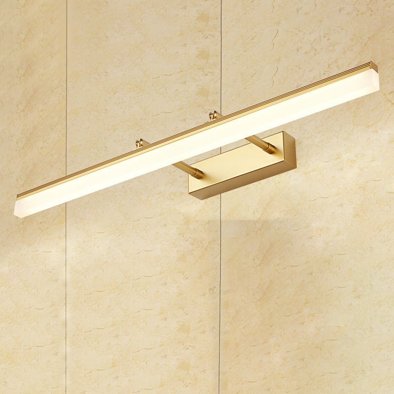 16"/19.5" W Rectangular Wall Sconce Lighting Modernist Style Acrylic LED Bathroom Vanity Light in Gold, Warm/White Light Clearhalo 'Cast Iron' 'Glass' 'Industrial' 'Modern wall lights' 'Modern' 'Tiffany' 'Traditional wall lights' 'Vanity Lights' 'Wall Lights' Lighting' 244279