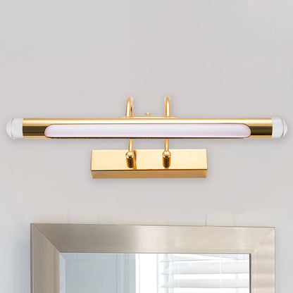 16"/21" Wide Cylindrical Vanity Light Fixture Modernism Style Metallic LED Indoor Wall Lamp in Gold, Warm/White Lighting Gold Clearhalo 'Cast Iron' 'Glass' 'Industrial' 'Modern wall lights' 'Modern' 'Tiffany' 'Traditional wall lights' 'Vanity Lights' 'Wall Lights' Lighting' 244321