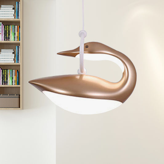 Brown/Gold/White Swan Hanging Light Fixture Post Modern Acrylic Shade LED Ceiling Light, Third Gear Light Gold Clearhalo 'Ceiling Lights' 'Modern Pendants' 'Modern' 'Pendant Lights' 'Pendants' Lighting' 244349
