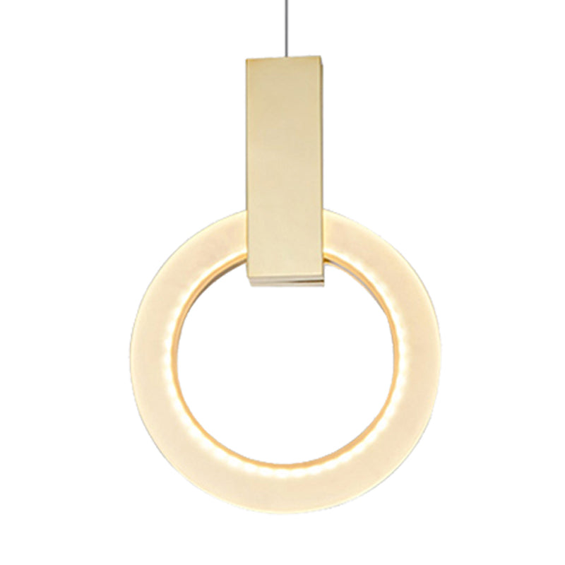 8"/12"/16" Dia Gold Ring Pendant Light Modern 1 Light Acrylic Ceiling Lighting Fixture Clearhalo 'Ceiling Lights' 'Modern Pendants' 'Modern' 'Pendant Lights' 'Pendants' Lighting' 244408