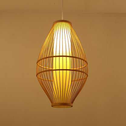 Beige Hand-Woven Hanging Light with Oval Shade Asian Style 1-Light Bamboo Pendant Lamp Beige Clearhalo 'Ceiling Lights' 'Pendant Lights' 'Pendants' Lighting' 244496_4e8bd1ae-61f4-4540-8a5d-95c753ede12e