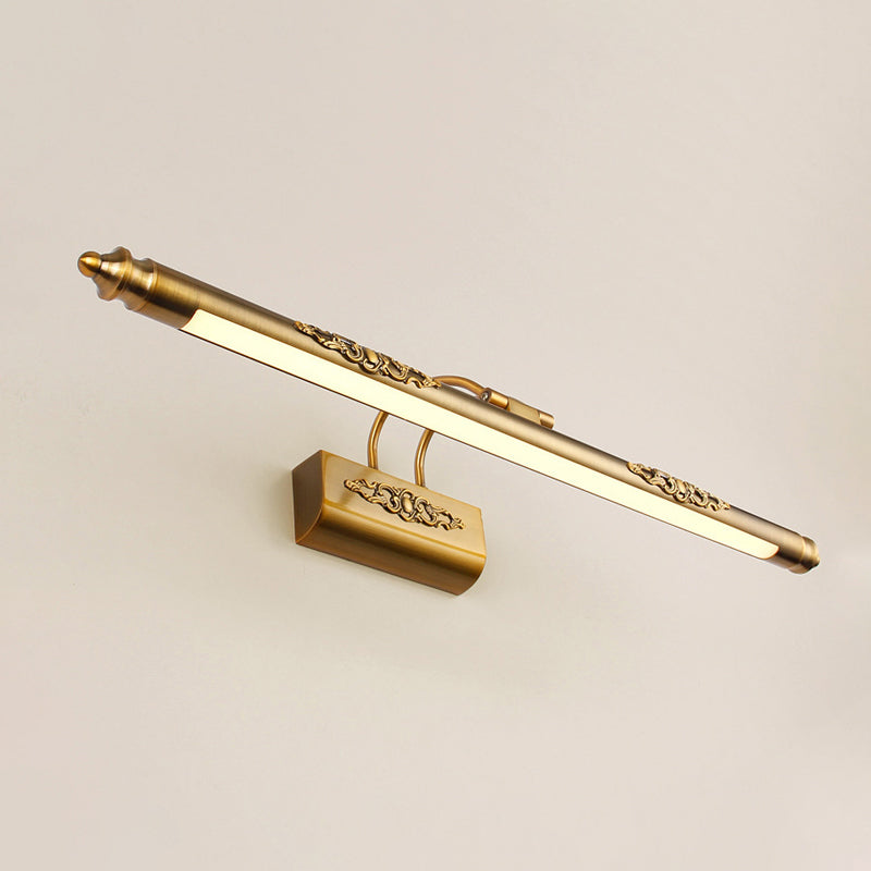 Bronze Carved Vanity Lighting Fixture Vintage Style 19.5"/27.5" Dia LED Metallic Wall Sconce Lamp in Warm/White Light Bronze Clearhalo 'Cast Iron' 'Glass' 'Industrial' 'Modern wall lights' 'Modern' 'Tiffany' 'Traditional wall lights' 'Vanity Lights' 'Wall Lights' Lighting' 244501