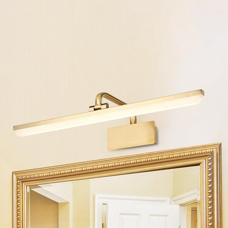LED Indoor Wall Light with Ultra-Thin Acrylic Shade Brushed Brass Vanity Sconce Light in Warm/White Lighting, 16"/19.5" W Brushed Brass Warm Clearhalo 'Cast Iron' 'Glass' 'Industrial' 'Modern wall lights' 'Modern' 'Tiffany' 'Traditional wall lights' 'Vanity Lights' 'Wall Lights' Lighting' 244608