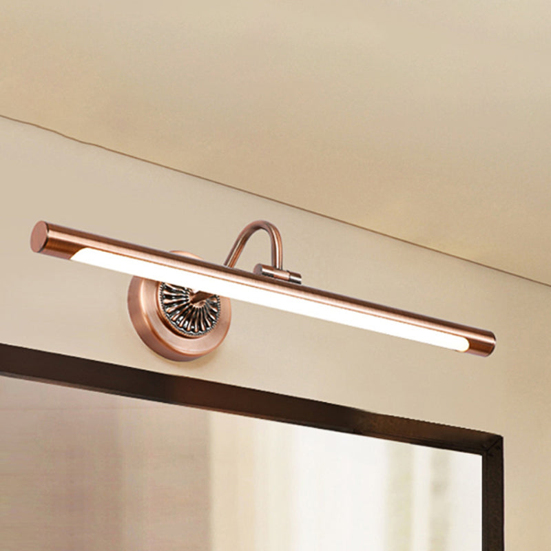 Modernist Style Tube Metal Vanity Sconce Light 18"/22" W LED Wall Mount Lamp in Weathered Copper/Brushed Brass, Warm/White Light Weathered Copper Clearhalo 'Cast Iron' 'Glass' 'Industrial' 'Modern wall lights' 'Modern' 'Tiffany' 'Traditional wall lights' 'Vanity Lights' 'Wall Lights' Lighting' 244655