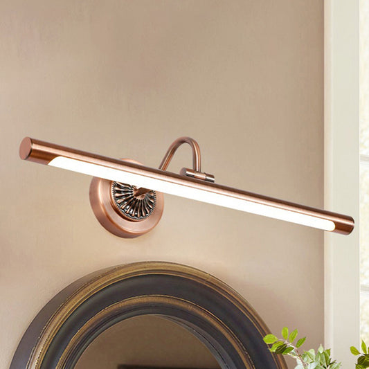 Modernist Style Tube Metal Vanity Sconce Light 18"/22" W LED Wall Mount Lamp in Weathered Copper/Brushed Brass, Warm/White Light Clearhalo 'Cast Iron' 'Glass' 'Industrial' 'Modern wall lights' 'Modern' 'Tiffany' 'Traditional wall lights' 'Vanity Lights' 'Wall Lights' Lighting' 244656