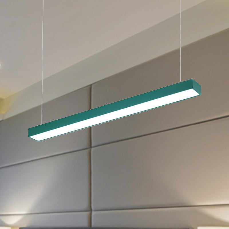 Yellow/Green/Blue Rectangular Linear Pendant Lighting Minimal Led Metal Hanging Lamp for Office Clearhalo 'Ceiling Lights' 'Modern Pendants' 'Modern' 'Pendant Lights' 'Pendants' Lighting' 244659