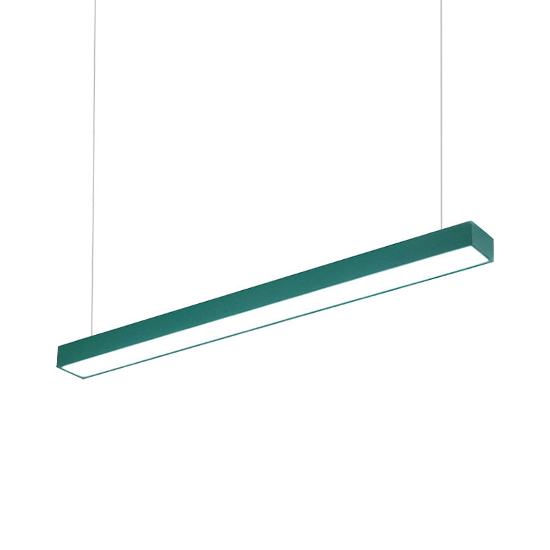 Yellow/Green/Blue Rectangular Linear Pendant Lighting Minimal Led Metal Hanging Lamp for Office Clearhalo 'Ceiling Lights' 'Modern Pendants' 'Modern' 'Pendant Lights' 'Pendants' Lighting' 244661